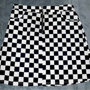 Black and White Checkered Skirt